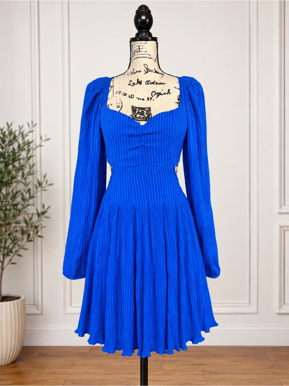 Boutique Cobalt Blue Open Back Mini Dress